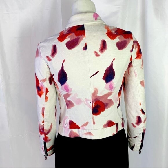 ZARA JACKET FLORAL GRAPHIC COAT BLOOMING OFF WHITE  RED PURPLE JACKET SMALL - Picture 5 of 13